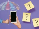 Seguro celular Nubank em destaque: proteção ou cilada? Ilustração com guarda-chuva e dúvidas sobre o serviço
