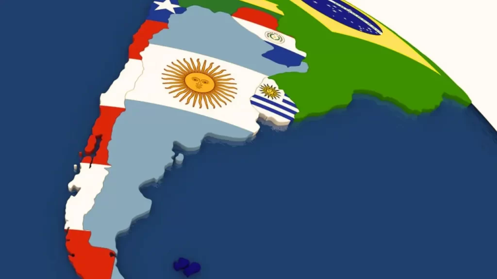 Mapa do Mercosul com indicação da obrigatoriedade do Seguro Carta Verde.